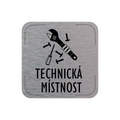 Popis místnosti - cedulka na dveře - Technická místnost - piktogram, hliníková tabulka, 80 x 80 mm