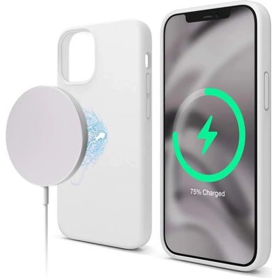 elago MagSafe Soft Silicone Case - силиконов (TPU) калъф с вграден магнитен конектор (MagSafe) за iPhone 12 mini (бял)