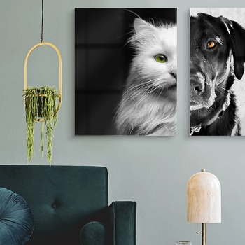Art gift Комплект стъклени арт пана Котка и Куче