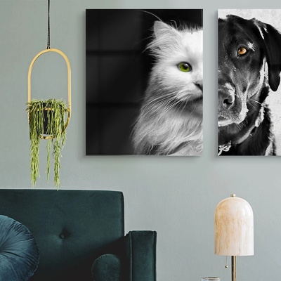 Art gift Комплект стъклени арт пана Котка и Куче