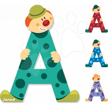 Janod drevené písmenko A lepiace zelené fialové červené modré