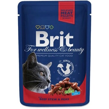 Brit Premium Cat Pouch Beef Stew & Peas пауч за котки с говеждо и грах 100gr