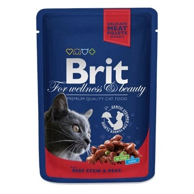 Brit Premium Cat Pouch Beef Stew & Peas пауч за котки с говеждо и грах 100gr
