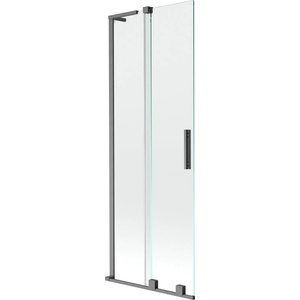 Mexen Velar L параван за вана с 2 плъзгащи се крила 70 x 150 cm, прозрачен, четкано оръжееносиво - 896-070-003-01-66 (896-070-003-01-66)
