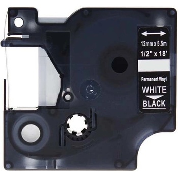 Pro Dymo Съвместима лента с Dymo 1805435, 12mm x 5, 5m бял печат / черен фон, винил (1805435)