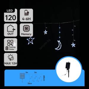 Aigostar - LED соларна гирлянда 120xLED/8 режима 3x0, 6m 500 mAh IP65 студено бяло (AI2215)