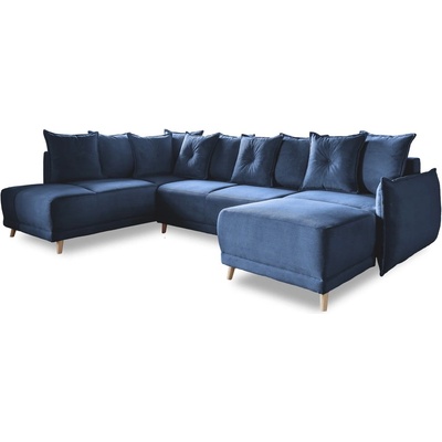 Miuform Тъмносин ъглов разтегателен диван от велур (ляв ъгъл/"U") Lazy Lukka - Miuform (1837ON26)