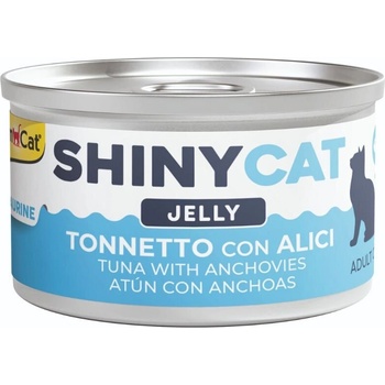 GimCat SHINYCAT JELLY TUNA WITH ANCHOVIES парченца риба тон и аншоа в желе 70gr