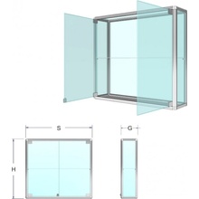 Expoint Závesná presklená vitrína na tovar - kalené sklo 60 x 100 x 25 cm, kalené sklo + 1 police 6 mm