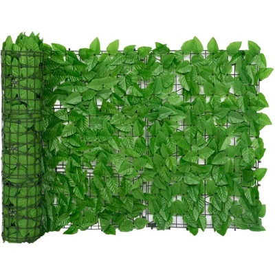 vidaXL Balkónová zástěna se zelenými listy 400 x 75 cm