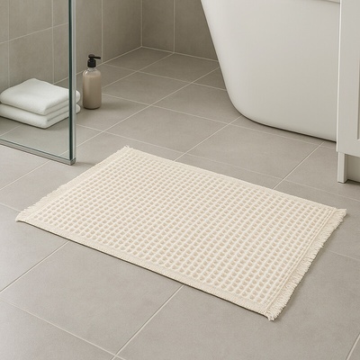 Takoy Vaflový protišmykový koberec do kúpeľne 51x81 ecru-HT-00448 | 51 x 81 cm