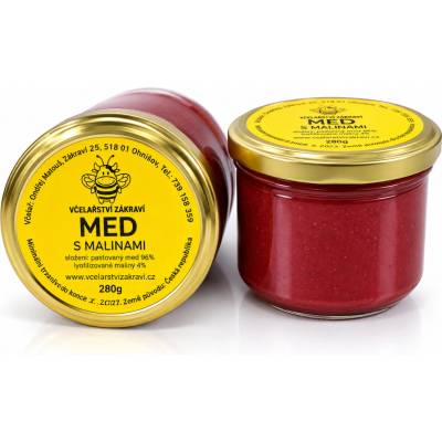Včelařství Zákraví Med s malinami, 280 g