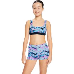 Modibodi Момичешки менструални бански костюм Modibodi Performance Hi Waist Short Super Marble Blue долна част Modibodi | Sin Mnogotsveten | Момичешки | 8-10 години