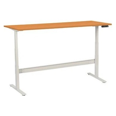 Manutan Expert Výškově nastavitelný kancelářský stůl Manutan, 140 x 80 x 62,5 - 127,5 cm, rovné provedení, ABS 2 mm, buk