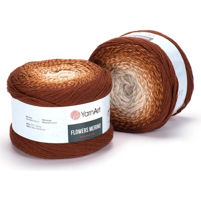 Yarn Art příze Flowers Merino 537 smetanová, kapučíno, odstíny hnědé
