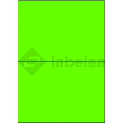 Labelea Samolepiace etikety 210x148 mm signálne farebné papierové, na hárku A4, pre laserovú tlač, Farba etikiet Signálna zelená, Počet hárkov v balení 100 EPY210148SG002S