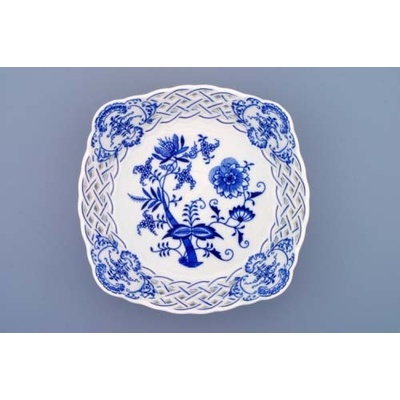 Český porcelán Dubí Cibulák mísa čtyřhranná prolamovaná 1 10370 21 cm