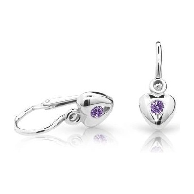 Danfil dětská srdíčka C1556 z bílého zlata s kamínkem Amethyst zapínání brizura