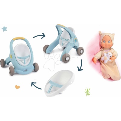 Smoby Set chodítko a kočík s brzdou Croc Baby Walker Minikiss 3in1 a uspávajúca bábika s melódiou
