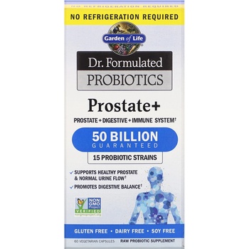 Garden of Life д-р Формулирани пробиотици Prostate+ (пробиотици за мъже), 50 милиарда CFU, 15 щама, 60 растителни капсули