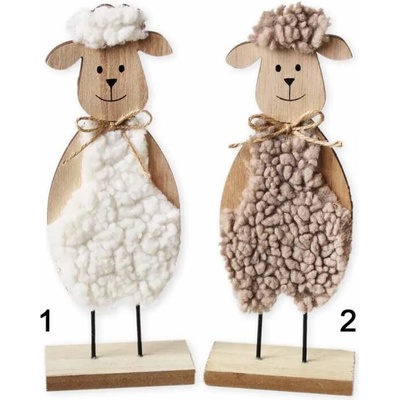 Lepaso Beránek dřevo/textil 22cm mix hnědá/bílá