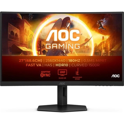 Монитор AOC CQ27G4X, 27" (68.58cm) VA Curved панел, 180Hz, QHD, 1ms, 80 000 000: 1, 300cd/m2, DisplayPort, HDMI (CQ27G4X)