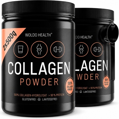 WoldoHealth Kolagen proteinový prášek 100% hovězí kolagen z pastvy 2x 500 g
