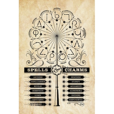 Europosters Plagát, Obraz - Harry Potter - Spells Charms, 26.7 × 40 cm