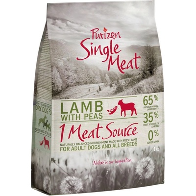 Purizon Single Meat Adult jehněčí a hrách s květy chmele 4 kg