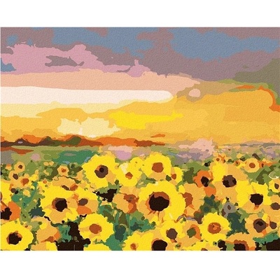 zuty Malování Podle Čísel Slunečnice Na Poli A Západ Slunce 80 x 100 Cm Plátno