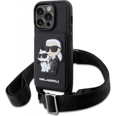 Karl Lagerfeld Saffiano Crossbody Karl a Choupette NFT iPhone 14 Pro, čierne