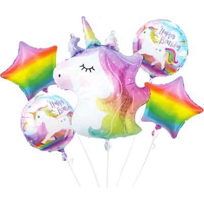 Sada foliových balonků duhový Jednorožec