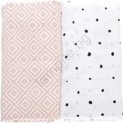 Motherhood - Муселиново одеялце 2бр. Pink Squares 100x120 см (AG0046)