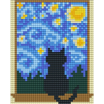 Bright Toys Мозайка с пиксели Bright Toys, 40x50 пиксела - Котка на прозореца (BT50005-StarryCat)