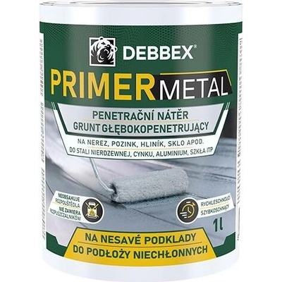 Den Braven Penetrační nátěr PRIMER METAL 1 l kbelík světle modrá