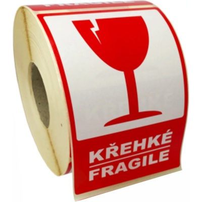 KŘEHKÉ - FRAGILE lakovaná papírová samolepka role 500ks 120x80 mm – Hledejceny.cz
