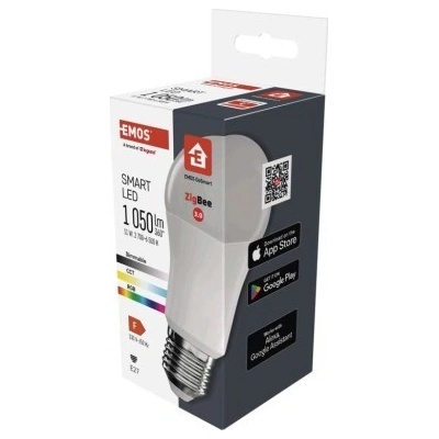 Emos Lighting LED žiarovka GoSmart A60 E27 11 W 75 W 1 050 lm RGB stmievateľná Zigbee
