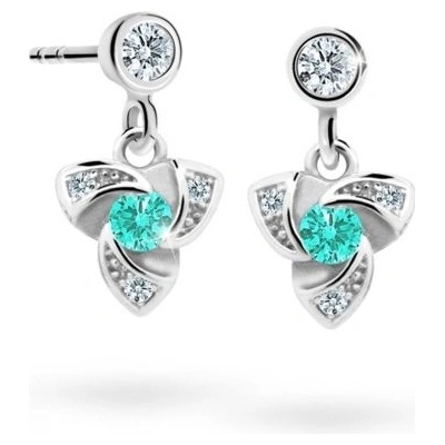 Danfil dětské náušnice C2203 z bílého zlata s kamínkem Mint Green zapínání balónek