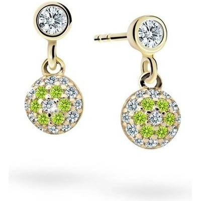 Danfil dětské náušnice C2150 ze žlutého zlata s kamínky Peridot Green zapínání puzeta