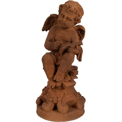 Náboženská socha andělíčka s knihou na podstavci Bartholomeus – 36 cm