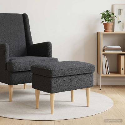 vidaXL Пуф за крака Тъмносиво 55 x 35 x 41 см Букле (42029986)