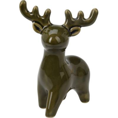 Vánoční porcelánový sob stojící 14,5 cm – zelený, H&L