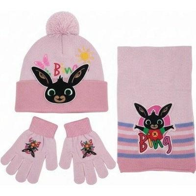 United Essentials Dievčenská zimná súprava čiapky, šál, rukavice zajačik Bing ružový