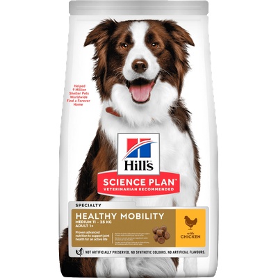 Hill's HILL'S SCIENCE PLAN Healthy Mobility Medium Adult Dog Chicken - пълноценна суха храна за поддържане на ставите и подвижността при кучета от средни породи (10-25 кг) над 1 година - 11+3 кг