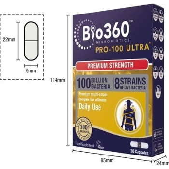 Пробиотик Pro-100 ULTRA (100 Billion Bacteria) 100млрд. 30 капсули, Natures Aid