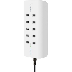 Baseus Захранване с 10хUSB-A портове за мобилни устройства (бял) - Belkin RockStar 10-Port USB-A Charging Station 120W (B2B139vf)