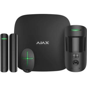 Ajax Systems 38173.58. BL1 Безжична алармена система StarterKit Cam комплект (Hub2+сензор за движение Cam+магнитен сензор+дистанционно управление) черен (38173.58.BL1)