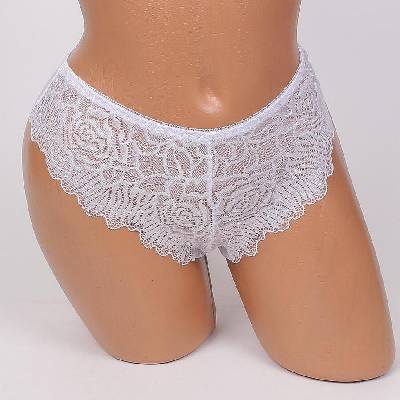 Дамска дантелена прашка в бяло с рози