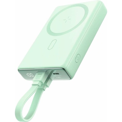 JOYROOM Magnetic Power Bank with Lightning cable 20W 10000mAh - външна батерия с USB-C към Lightning кабел, USB-C и Lightning портове (зелен)