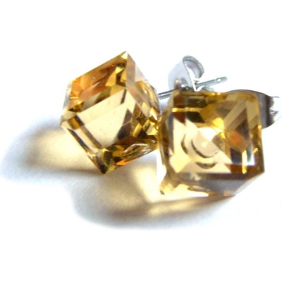 Steel Jewelry náušnice světlé hnědé kostky z chirurgické oceli NS141018